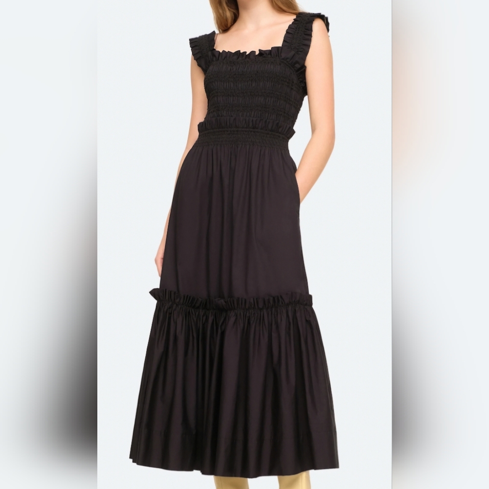NWOT Sea New York  Black Phoebe Smocked Maxi Dress Xs